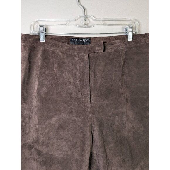 Vintage Bernardo Chocolate Brown suede leather straight leg pants womens 12 - Picture 3 of 7